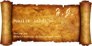 Haulik Jolán névjegykártya